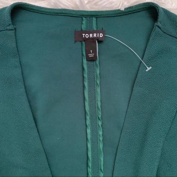 TORRID UNSTRUCTURED GREEN CREPE BLAZER NWOT - Picture 7 of 7